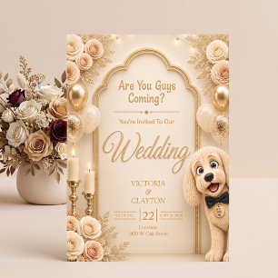 Invitation Vous Venez, Les Gars ? Drôle de Chien Crème Mariag
