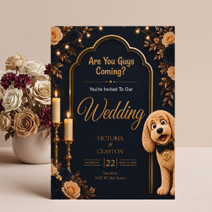 Invitation Vous Venez, Les Gars ? Drôle de Chien Mariage Bleu