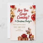 Invitation Vous venez les gars ? Fête de Noël des rennes (Devant)
