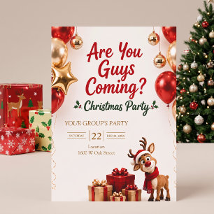 Invitation Vous venez les gars? Fête de Noël des rennes