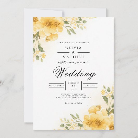 Invitation Voûte de mariage Golden Bloom (Devant)
