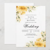 Invitation Voûte de mariage Golden Bloom (Devant / Derrière)