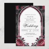 Invitation Voûte florale de prune profonde pour mariage (Devant / Derrière)