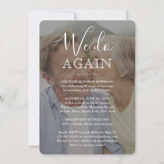 Invitation Vow Renewal 2 Photo We Do again White Text Mariage (Devant)
