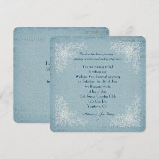 Invitation Vow Renewal-dentelle corners et arrière - plan de (Devant / Derrière)