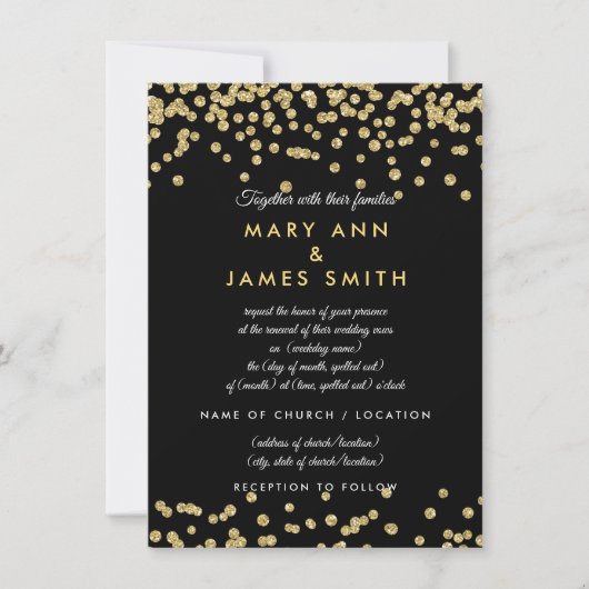 Invitation Vow Renewal Gold Faux Parties scintillant Confetti (Devant)
