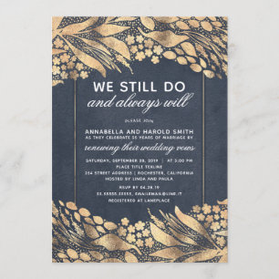 Invitation Vow Renewal Mariage Anniversaire Gold Foliage