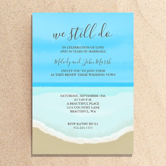 Invitation Vow Renewal Mariage Watercolor Beach