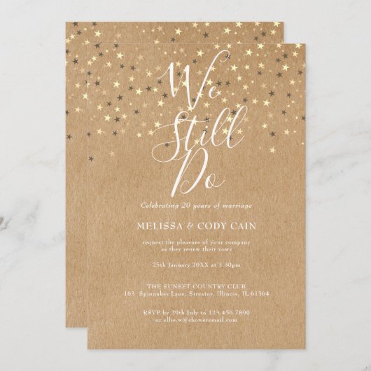 Invitation Vow Renewal Nous Faisons Encore Des Étoiles D'Or R (Devant / Derrière)