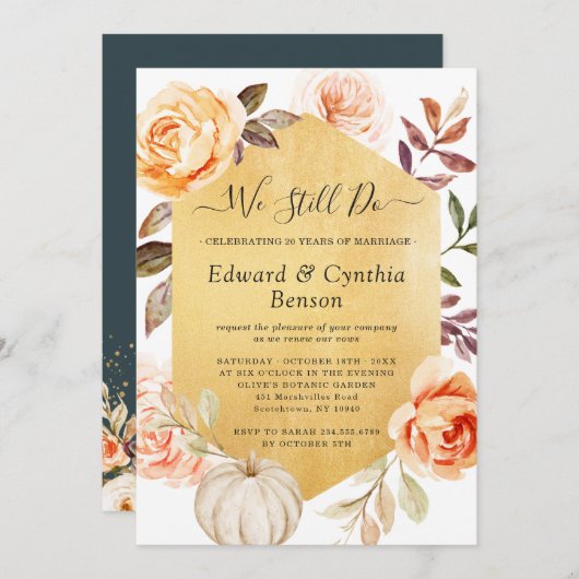 Invitation Vow Renewal Nous faisons toujours Automne Luxe Or (Devant / Derrière)