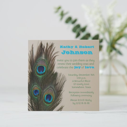 Invitation Vow Renewal Peacock Feathers (Debout devant)