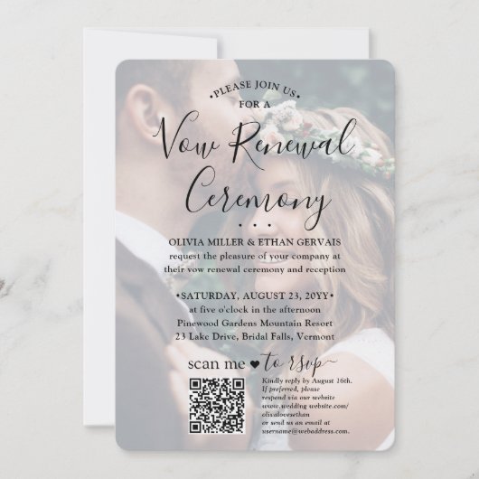 Invitation Vow Renewal QR Code RSVP 2 Photo Sequel Mariage (Devant)