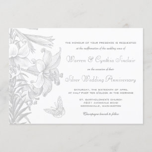 Invitation Vow Renewal Silver 25e anniversaire du Mariage