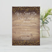 Invitation Vow Renewal We Still Do Golden Love Hearts Rustic (Debout devant)