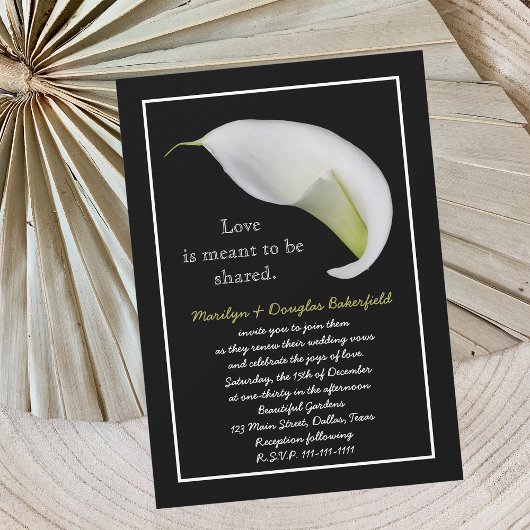 Invitation Vow Renouvellement Lily blanche sur noir