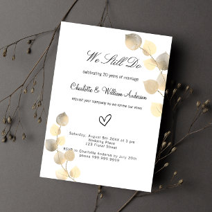 Invitation Vow renouvellement or eucalyptus blanc luxe