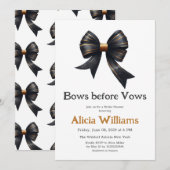 Invitation Vows avant Vows Gold Black Bow Fête des mariées (Devant / Derrière)