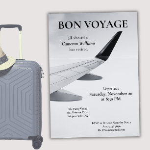 Invitation Voyage à la retraite Thème avion moderne Bon voyag