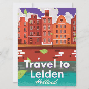 Invitation Voyage à Leiden Hollande affiche de voyage en cart