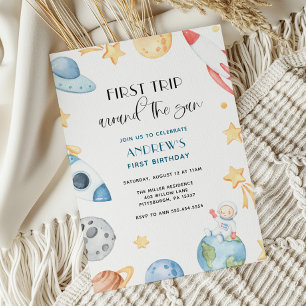 Invitation Voyage Autour Du Soleil Extérieur Anniversaire