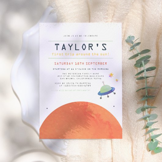 Invitation Voyage Autour Du Soleil | Outspace Boy Anniversair