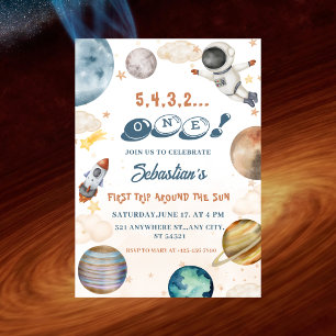 Invitation Voyage autour du soleil Premier anniversaire de