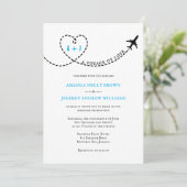 Invitation Voyage d'amour avion Route de destination Mariage (Debout devant)