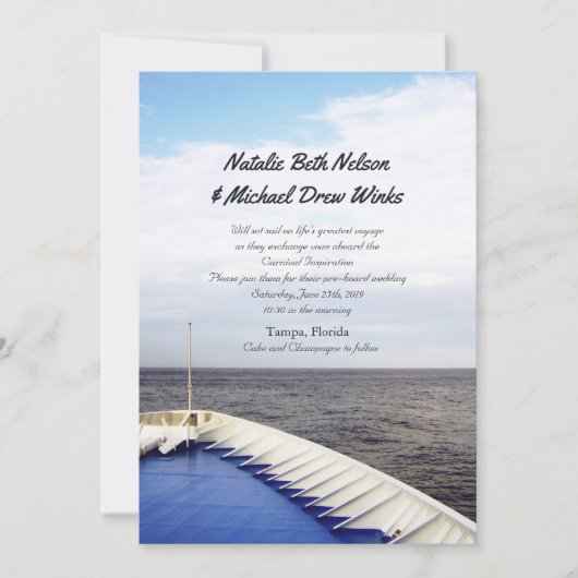 Invitation © Voyage d'amour | Mariage de bateau de croisière (Devant)