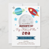 Invitation Voyage dans l'espace autour du soleil 1er annivers (Devant)