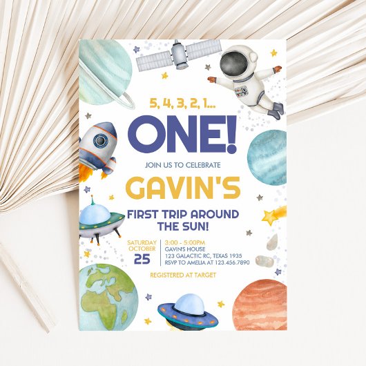 Invitation Voyage d'astronaute autour du soleil Anniversaire