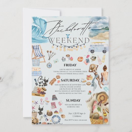 Invitation Voyage de camp Bachelorette week-end (Devant)