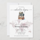 Invitation Voyage de fête d'adieu le monde de l'aventure comm (Devant)