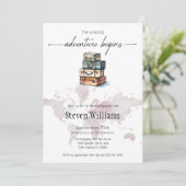 Invitation Voyage de fête d'adieu le monde de l'aventure comm (Debout devant)