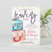 Invitation Voyage de la valise de partie de départ (Debout devant)