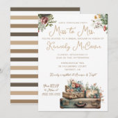 Invitation Voyage de Miss à Mme Vintage Bagage (Devant / Derrière)