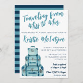 Invitation Voyage de Miss à Mrs. Bagages de mariage Blue (Devant / Derrière)