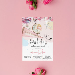 Invitation Voyage de Miss à Mrs Fête de Fiançailles Florale