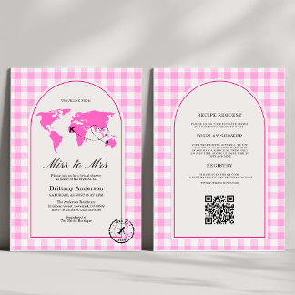 Invitation Voyage de Miss à Mrs Gingham Enterrement de Vie d