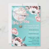 Invitation Voyage de Mlle à Mme Bridal Shower Sarcelle Rose (Devant)