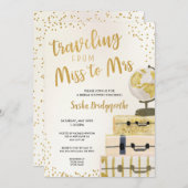 Invitation Voyage de Mlle à Mme douche nuptiale (Devant / Derrière)