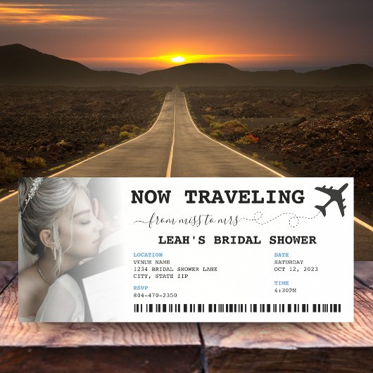 Invitation Voyage de Mlle à Mme Fête des mariées de billets