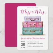 Invitation Voyage de Mlle à Mme Pink Fête des mariées (Devant / Derrière)