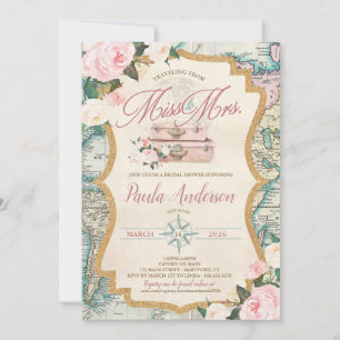Invitation Voyage de Mlle à Mme. Shower de mariage