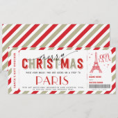 Invitation Voyage de Noël à Paris Billet cadeau (Devant / Derrière)