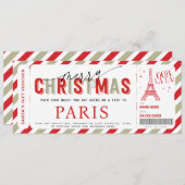 Invitation Voyage de Noël à Paris Billet cadeau (Devant / Derrière)