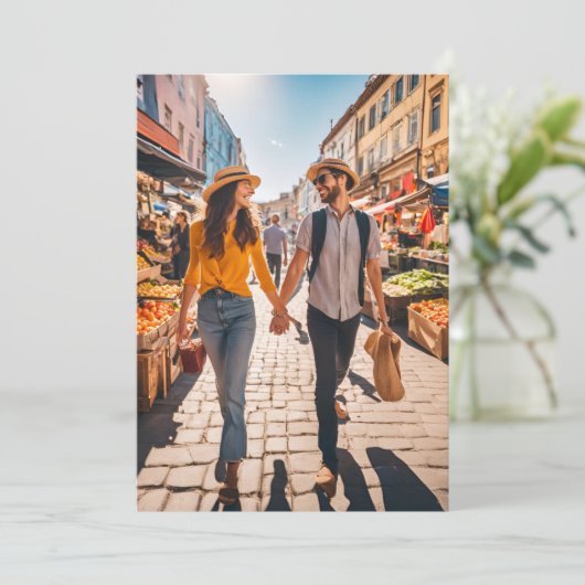 Invitation voyage destination mariage enregistrer la date (Debout devant)