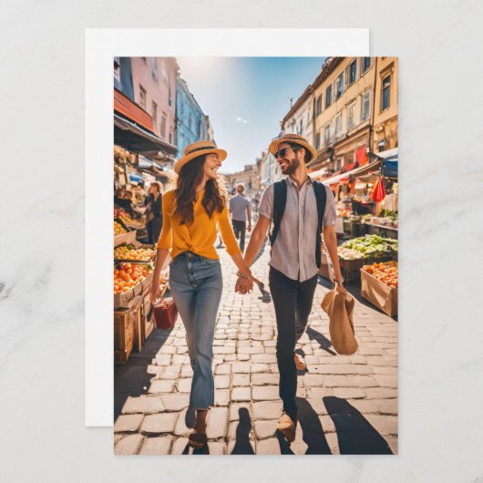 Invitation voyage destination mariage enregistrer la date (Devant / Derrière)