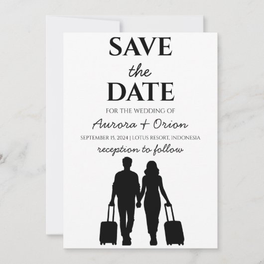 Invitation voyage destination mariage enregistrer la date (Devant)