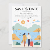 Invitation voyage destination mariage enregistrer la date (Devant)