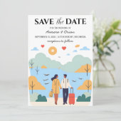 Invitation voyage destination mariage enregistrer la date (Debout devant)